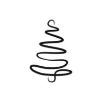 Continuous line drawing Christmas tree, Xmas tree one line drawing vector