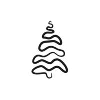 Continuous line drawing Christmas tree, Xmas tree one line drawing vector