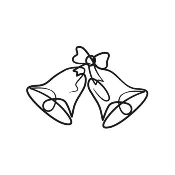 Continuous one line drawing of christmas bell, Bell single line drawing vector