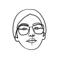 Continuous one line art woman wearing sunglasses vector