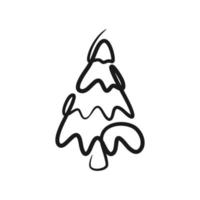 Continuous line drawing Christmas tree, Xmas tree one line drawing vector