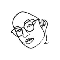 Continuous one line art woman wearing sunglasses vector