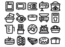 conjunto de iconos de línea de panadería. conjunto de iconos de línea delgada. iconos vectoriales simples eps10 vector