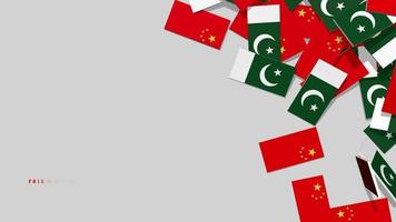 paquistão china bandeira caindo do lado direito no chão, dia da amizade, dia nacional, chroma key, seleção luma matte video