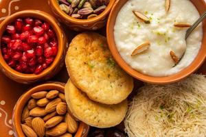 Sargi - Karwa Chauth breakfast menu before starting fasting or upwas on karva chauth, Indian food photo