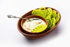 Rabdi Jalebi - Green jilebi or imarati with Rabri made from condensing milk, Indian dessert photo