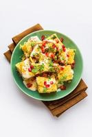 Khaman Dhokla chaat is a very simple and refreshing fusion chaat recipe made using leftover dhokla photo