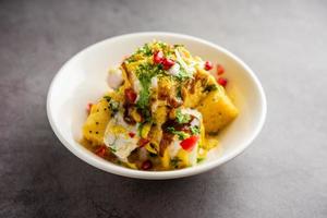 Khaman Dhokla chaat is a very simple and refreshing fusion chaat recipe made using leftover dhokla photo