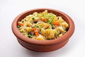 Tahri, tehri, tehiri or tahari is an Indian one pot meal made using mixed Vegetables and Rice photo