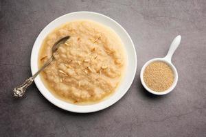 Khas Khas ka Halwa also called Post Halva or sheera or sooji made using poppy seeds, ghee and sugar photo