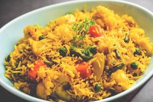 Tahri, tehri, tehiri or tahari is an Indian one pot meal made using mixed Vegetables and Rice photo