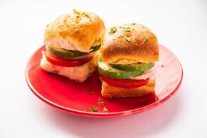 Mumbai style pav sandwich or leftover paav used for veg burger photo