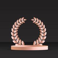 3d display podium product with gold luxury laurel wreath vector