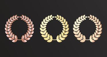 Set of gold luxury gradient laurel wreaths vector