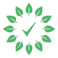 Check Mark Surrounded By Leaves vector