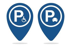 Parking And Disabled Parking Location Pins vector