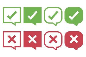 Message Bubble Check Marks And Crosses Set vector