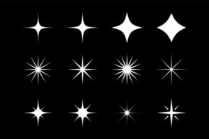 conjunto de destellos de estrellas blancas vector