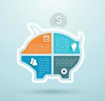 Piggy Bank Shape Business Infographic Template vector