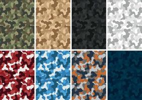 conjunto de diferentes colores de patrón de ejército de camuflaje vector