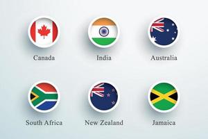 Commonwealth Nations Flag Set Round 3d Button Circle Icons vector