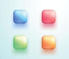 Glossy Square Button Shape Icon Vector Elements Set