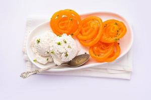 Jalebi Ice Cream, combination of Indian dessert with a twist photo