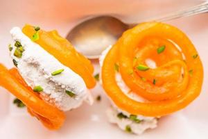 Jalebi Ice Cream, combination of Indian dessert with a twist photo