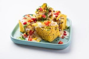 Khaman Dhokla chaat is a very simple and refreshing fusion chaat recipe made using leftover dhokla photo