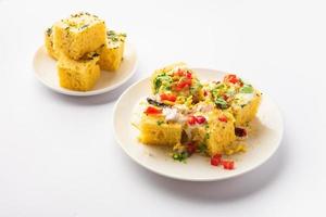 Khaman Dhokla chaat is a very simple and refreshing fusion chaat recipe made using leftover dhokla photo