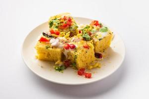 Khaman Dhokla chaat is a very simple and refreshing fusion chaat recipe made using leftover dhokla photo