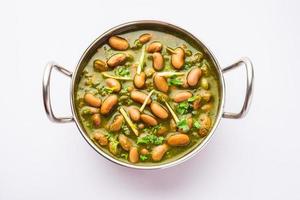 Palak rajma Masala is an Indian curry prepared with red kidney beans and spinach cooked with spices photo