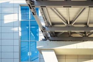 Metal frame of bridge on a concrete support. photo