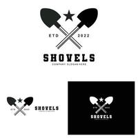 Shovel Logo Design, Construction Worker Tool Illustration Vector, Building Construction Icon vector