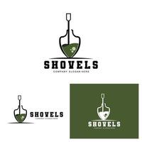 Shovel Logo Design, Construction Worker Tool Illustration Vector, Building Construction Icon vector