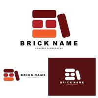 Bricks Logo Design, Material Stone Illustration Vector, Building Construction Icon vector
