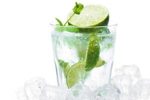 Mojito highball cocktail or refreshing drink with  lime and mint photo