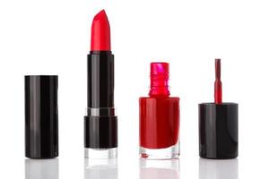 Red lipstick and nail polish photo