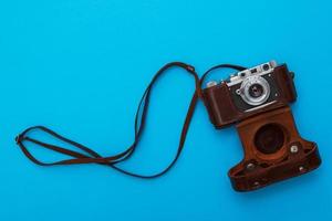 Retro camera in leather case photo