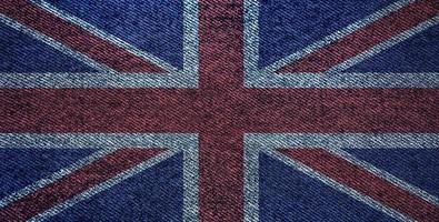 British flag over denim texture photo