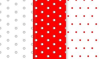 Set of simple geometric patterns, backgrounds. Seamless pattern with red and white polka dots. vector
