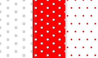 Set of simple geometric patterns, backgrounds. Seamless pattern with red and white polka dots. vector