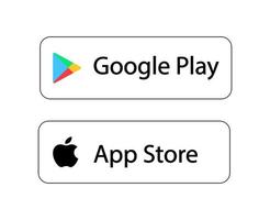 Google Play, Apple Store logo, icon, button. vector