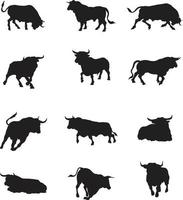 A vector collection of bulls for artwork compositions