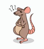 Vector illustration of pensive rat. Image isolated on white background. Design element for design of posters sites covers banners poster menu brochures
