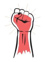 Raised Fist on White Background, Freedom Sign and Protest Symbol vector