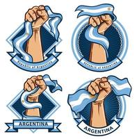 puño, manos, con, argentina, bandera, ilustración