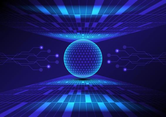 Global Digital Connections. Abstract 3D Sphere technology HUD Element background