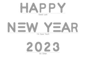 Happy New Year in lines, vector