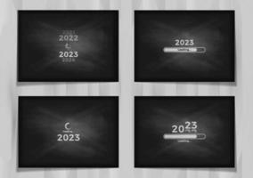 Aesthetic 2023 Flat Chalkboard Background with Loading Symbol Design Bundle vector
